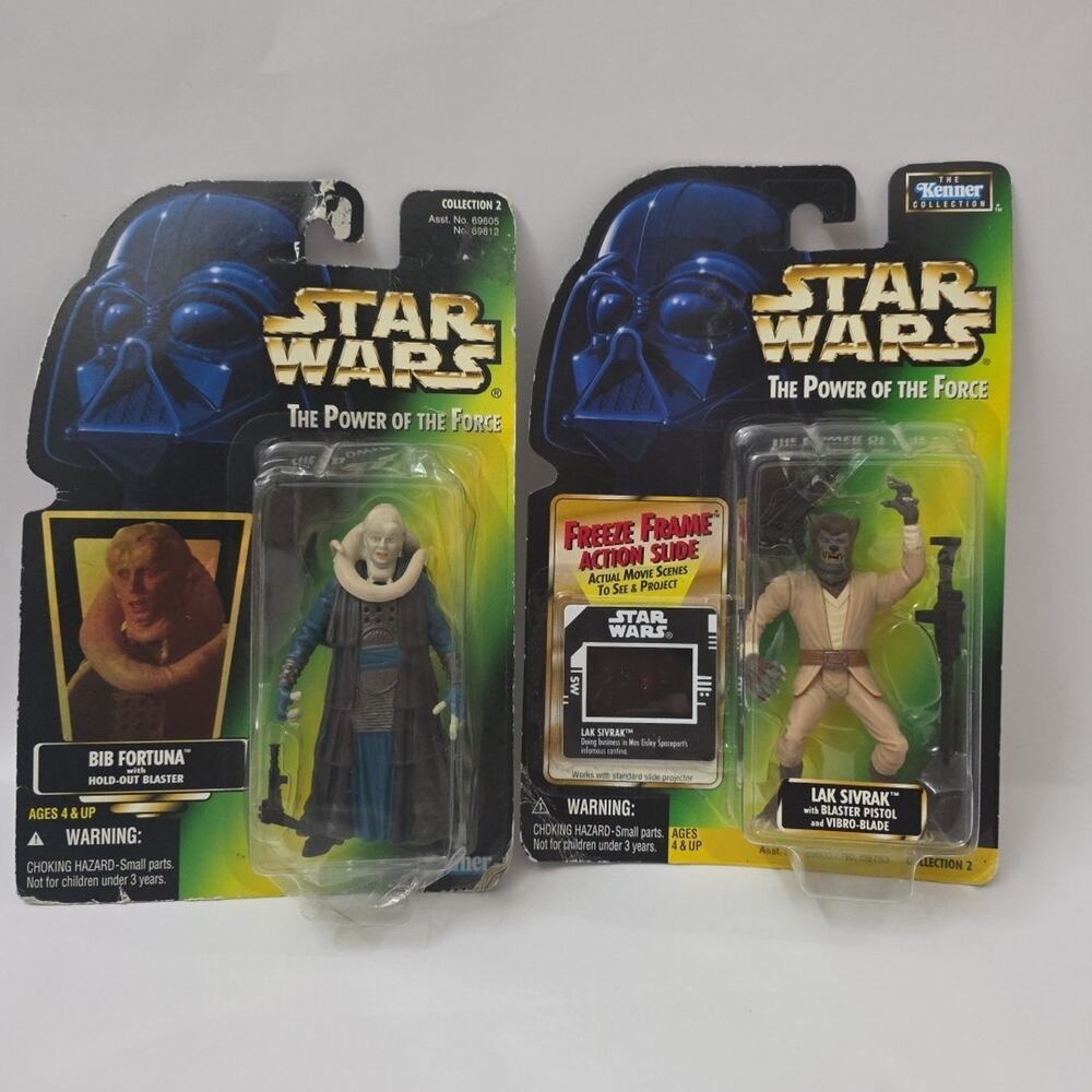 Lot Of 2 Star Wars Power of Force Figures Bib Fortuna Lak Sivrak Kenner 90s MOC